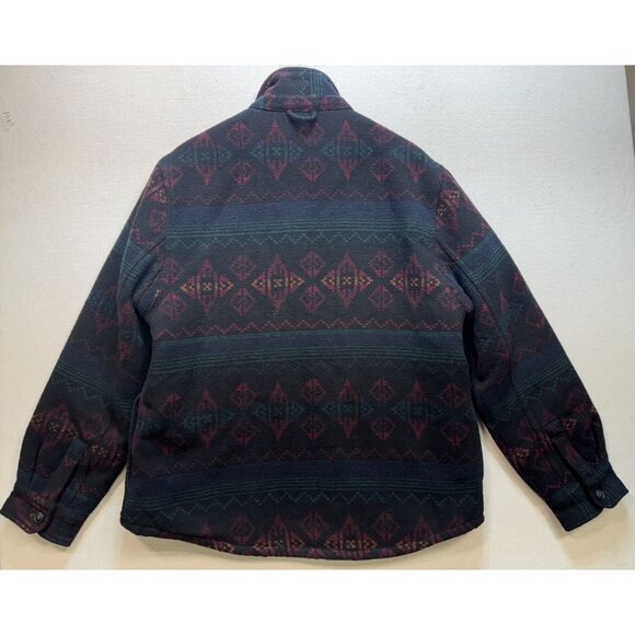 Jachs Mens Wool Sherpa Lined Flannel Shirt Jacket Long Sleeve Size L Multi Aztec - Picture 6 of 16